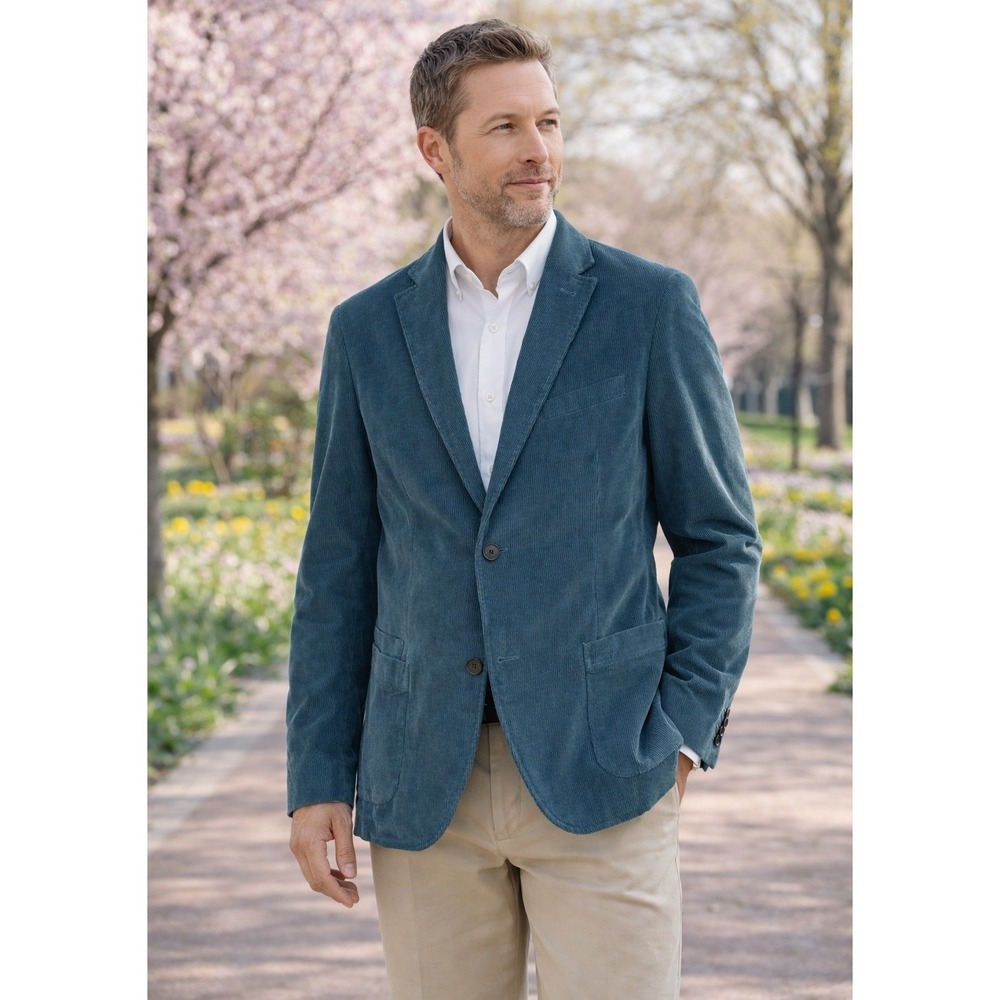 Officine Generale Teal Corduroy Blazer